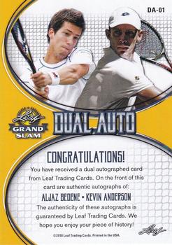 2018 Leaf Grand Slam - Dual Autographs #DA-01 Aljaz Bedene / Kevin Anderson Back