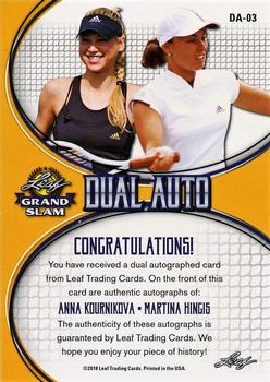 2018 Leaf Grand Slam - Dual Autographs #DA-03 Anna Kournikova / Martina Hingis Back