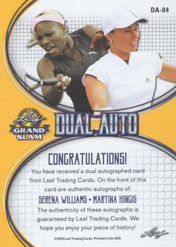 2018 Leaf Grand Slam - Dual Autographs #DA-04 Serena Williams / Martina Hingis Back