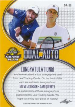 2018 Leaf Grand Slam - Dual Autographs #DA-20 Steve Johnson / Sam Querrey Back