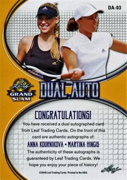 2018 Leaf Grand Slam - Dual Autographs - Silver #DA-03 Anna Kournikova / Martina Hingis Back