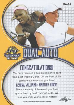 2018 Leaf Grand Slam - Dual Autographs - Blue #DA-04 Serena Williams / Martina Hingis Back