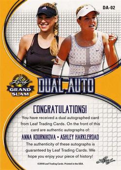2018 Leaf Grand Slam - Dual Autographs - Green #DA-02 Anna Kournikova / Ashley Harkleroad Back