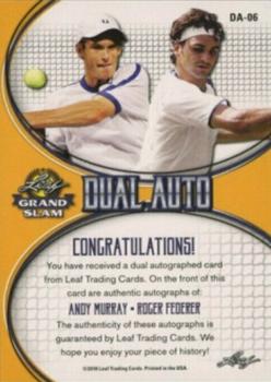 2018 Leaf Grand Slam - Dual Autographs - Gold #DA-06 Andy Murray / Roger Federer Back