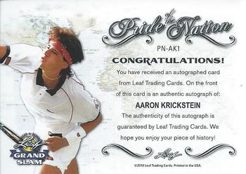2018 Leaf Grand Slam - Pride of the Nation Autographs #PN-AK1 Aaron Krickstein Back