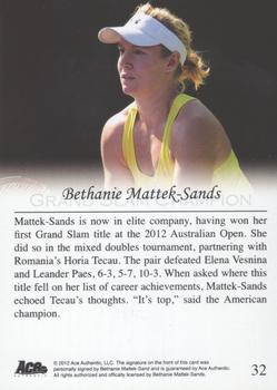 2012 Ace Authentic Grand Slam 3 - Autographs Red Foil #32 Bethanie Mattek-Sands Back