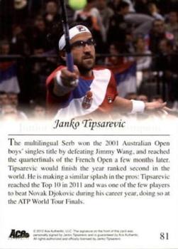 2012 Ace Authentic Grand Slam 3 - Autographs Red Foil #81 Janko Tipsarevic Back