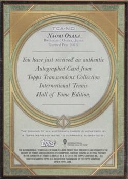 2020 Topps Transcendent Tennis Hall of Fame Collection - Framed Transcendent Collection Autographs #TCA-NO Naomi Osaka Back