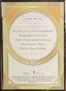 2020 Topps Transcendent Tennis Hall of Fame Collection - Framed Transcendent Collection Autographs Platinum #TCA-AA Andre Agassi Back