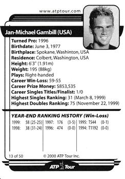2000 ATP Tour Player #13 Jan-Michael Gambill Back