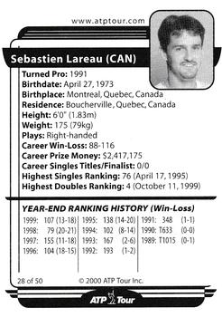 2000 ATP Tour Player #28 Sebastien Lareau Back