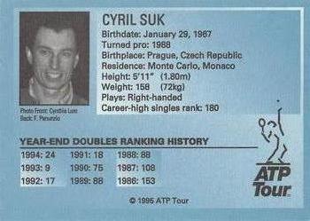 1995 ATP Tour #NNO Cyril Suk Back