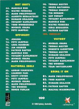 1997 Intrepid Bring it On ATP Tour #100 Checklist Back