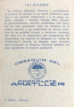 1930 Amatller Chocolates #1 Lili Alvarez Back