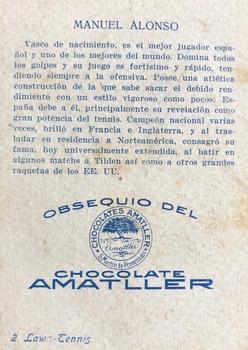 1930 Amatller Chocolates #2 Manuel Alonso Back