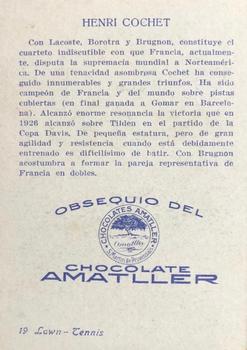 1930 Amatller Chocolates #19 Henri Cochet Back