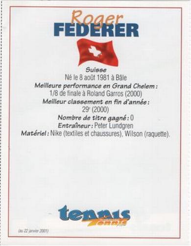 2001 Tennis Plus Junior Magazine #NNO Roger Federer Back