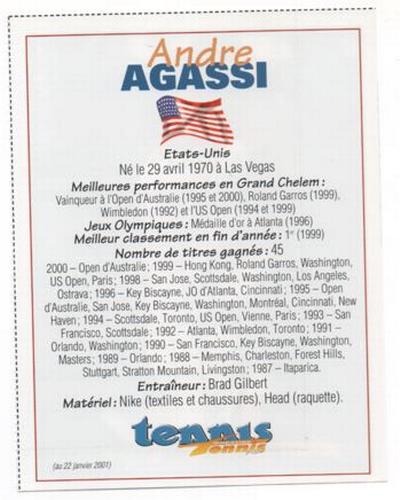 2001 Tennis Plus Junior Magazine #NNO Andre Agassi Back