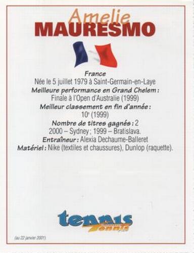 2001 Tennis Plus Junior Magazine #NNO Amelie Mauresmo Back