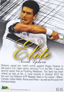 2011 Ace Authentic EX - Elite Holofoil #E3 Novak Djokovic Back
