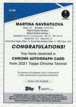 2021 Topps Chrome - Chrome Autographs Orange #CA-MN Martina Navratilova Back
