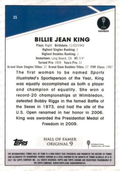 2021 Topps Chrome Sapphire #35 Billie Jean King Back