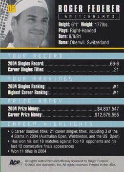 2005 Ace Authentic Debut Edition #05 Roger Federer Back