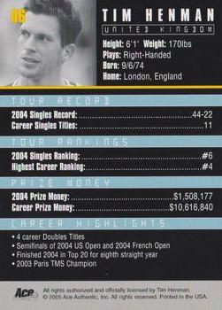 2005 Ace Authentic Debut Edition #06 Tim Henman Back
