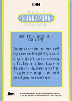 2005 Ace Authentic Sharapova SE #MS-2 Maria Sharapova Back