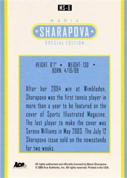 2005 Ace Authentic Sharapova SE #MS-6 Maria Sharapova Back