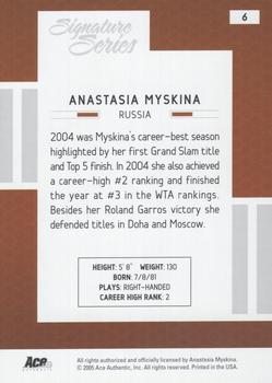 2005 Ace Authentic Signature Series #6 Anastasia Myskina Back