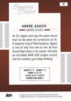 2005 Ace Authentic Signature Series #11 Andre Agassi Back