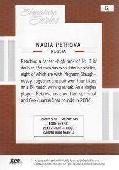 2005 Ace Authentic Signature Series #12 Nadia Petrova Back