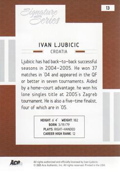2005 Ace Authentic Signature Series #13 Ivan Ljubicic Back