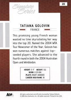 2005 Ace Authentic Signature Series #20 Tatiana Golovin Back