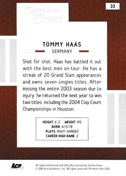 2005 Ace Authentic Signature Series #33 Tommy Haas Back