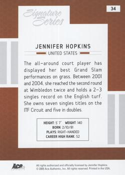2005 Ace Authentic Signature Series #34 Jennifer Hopkins Back
