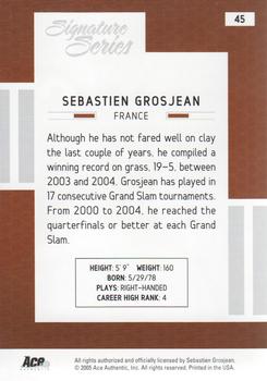2005 Ace Authentic Signature Series #45 Sebastien Grosjean Back