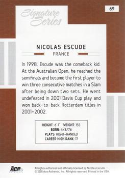 2005 Ace Authentic Signature Series #69 Nicolas Escude Back