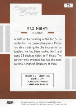 2005 Ace Authentic Signature Series #73 Max Mirnyi Back