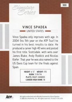 2005 Ace Authentic Signature Series #100 Vince Spadea Back