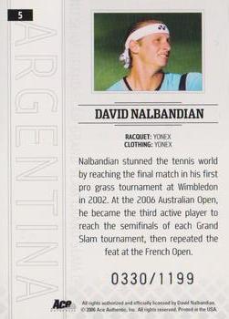 2006 Ace Authentic Grand Slam #5 David Nalbandian Back