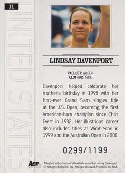2006 Ace Authentic Grand Slam #11 Lindsay Davenport Back