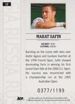 2006 Ace Authentic Grand Slam #12 Marat Safin Back