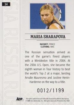 2006 Ace Authentic Grand Slam #14 Maria Sharapova Back