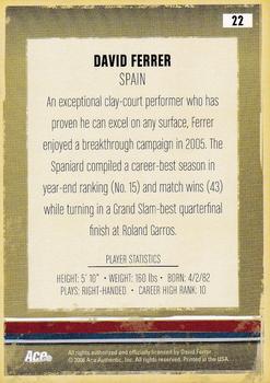 2006 Ace Authentic Heroes & Legends #22 David Ferrer Back