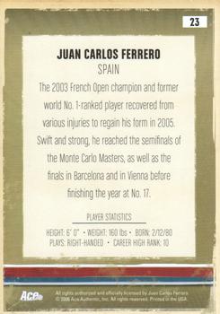 2006 Ace Authentic Heroes & Legends #23 Juan Carlos Ferrero Back