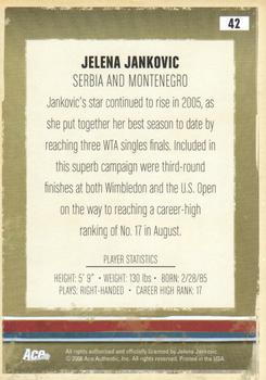 2006 Ace Authentic Heroes & Legends #42 Jelena Jankovic Back