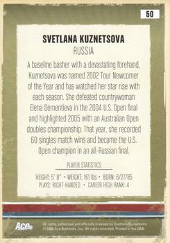 2006 Ace Authentic Heroes & Legends #50 Svetlana Kuznetsova Back