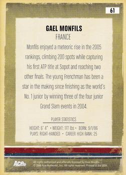 2006 Ace Authentic Heroes & Legends #61 Gael Monfils Back